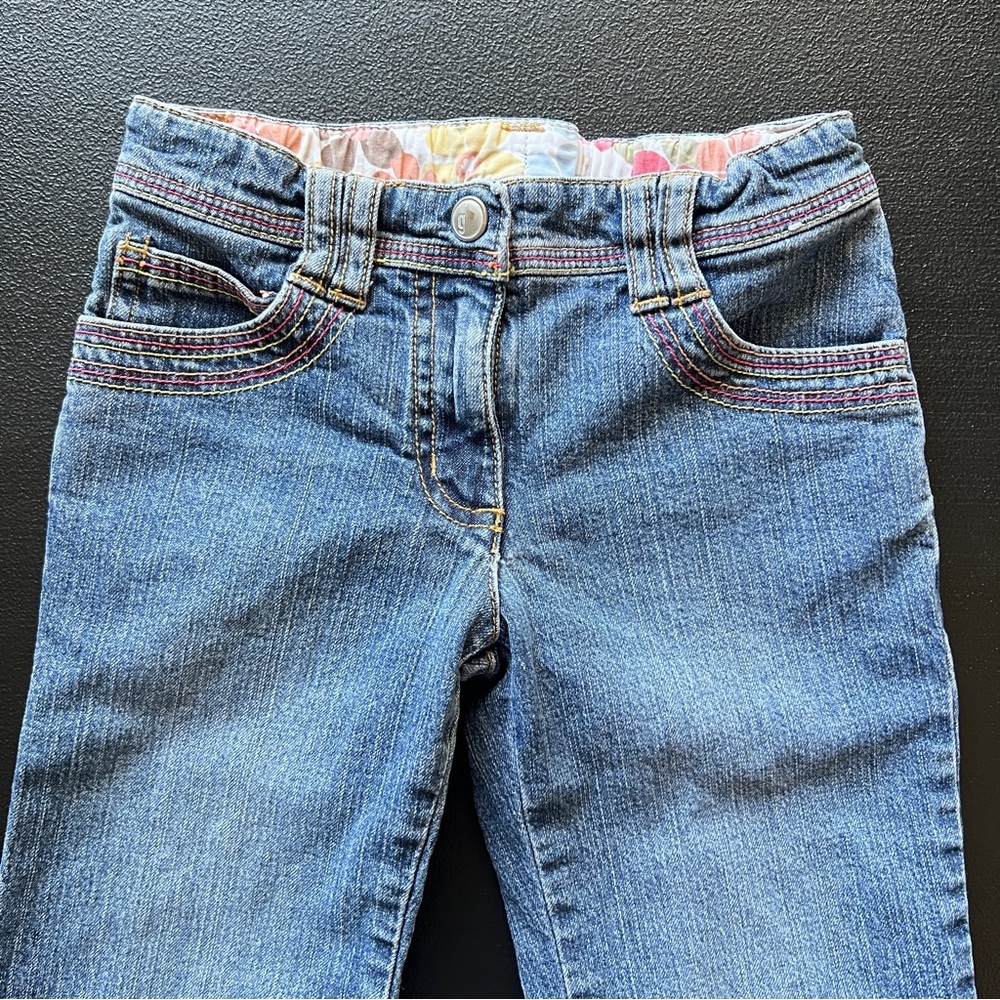 Y2K Gymboree Floral Embroidered Denim Capri Jeans Girls Size 5 - Picture 3 of 10